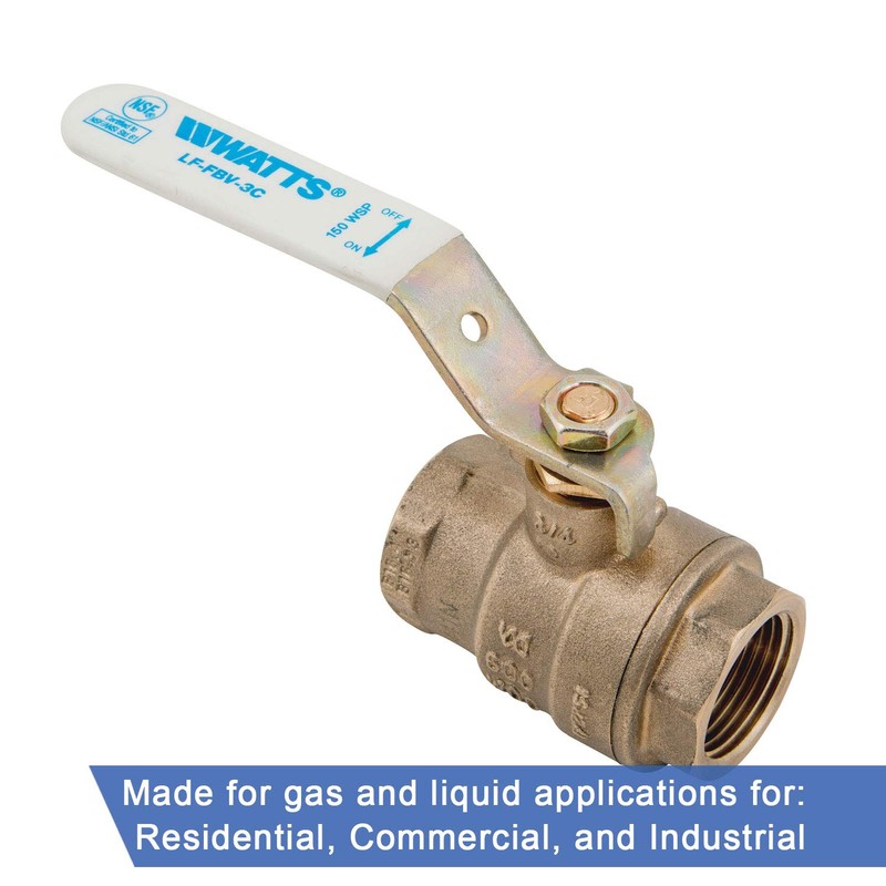Watts LFFBV-3C-M1 Series 1" Lead-Free 2-Piece Full Port Chrome-Plated Brass