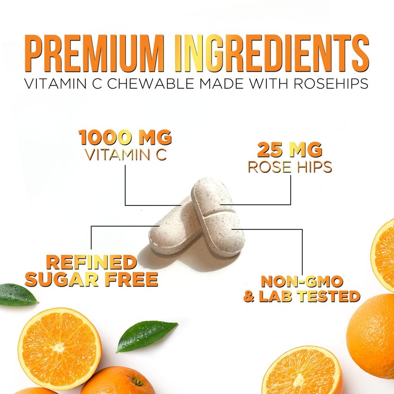 Vitamin C 1000mg Chewable Supplement - Extra Strength Immune Support