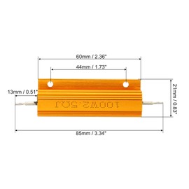 PATIKIL 100W 2.5 Ohm Aluminum Shell Resistor 2pcs Aluminum Housing Resistor Cased Wire Wound Resistor Screw Tap Power Resistor Golden