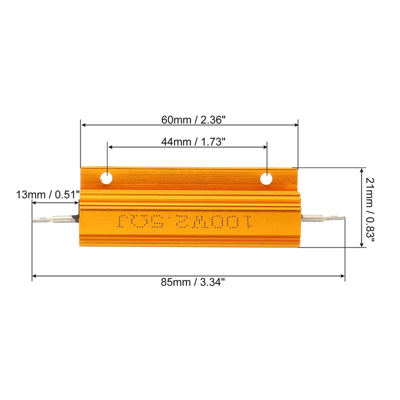 PATIKIL 100W 2.5 Ohm Aluminum Shell Resistor 2pcs Aluminum Housing