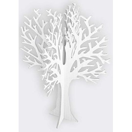 KE - Hochzeitsgästebuch Holzbaum, Geldbaum & Wunschbaum | Inklusive 15 Holzherzen | Dekorative Hochzeitsgeschenkidee | Weißes Holz