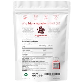 Micro Ingredients Antarctic Krill Oil Supplement with Natural Astaxanthin, 1000mg Per Serving, 300 Soft-Gels, Rich in Omega-3s EPA & DHA, Supports Immune System & Brain Health, Easy to Swallow