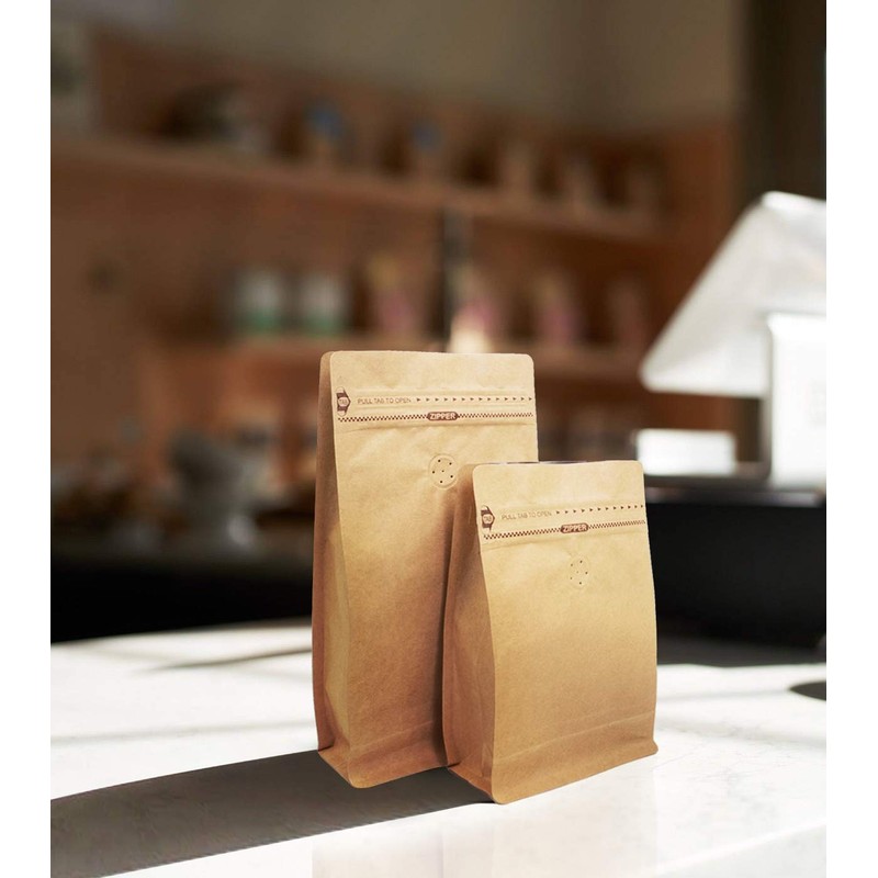 Bolsas de café de papel kraft natural, bolsa de café
