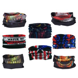 SMEHCF 8 Skull Zombie Headband Bandana Balaclava Half Face Mask Shield Head Hair Scarf Neck Gaiter Hat Multipurpose For WoMen Men Breathable Reusable Washable Red Black