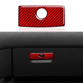Car Sticker Carbon Fiber Co-Pilot Seat Storage Box Handle Decal Interior Trim Cover for Ford Ranger XLT Lariat XL 2012 2013 2014 2015 2016 2017 2018 2019 2020 2021 2022 2023 Accessories Red