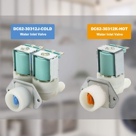 BOVZOR Washer Hot & Cold Water Inlet Valve Set - Replacement for DC62-30312J, DC62-30314K, AP4204535, Compatible with High-Efficiency Front-Load Washers (Includes Installation Guide)