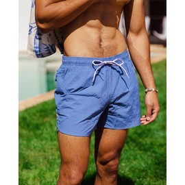 MaaMgic Mens Swim Trunks with Mesh Lining Quick Dry Mens Bathing Suit Shorts,Blue,Medium