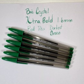 BIC 6 Dark GREEN Bic Cristal Ballpoint Pens 1.6mm Xtra Bold Smooth Discontinued