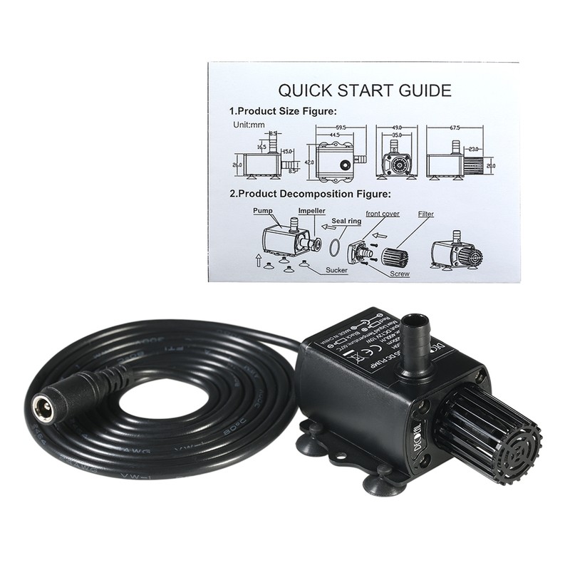 Decdeal Ultra-quiet Mini DC12V 10W 400L/H Lift 400cm Brushless Water
