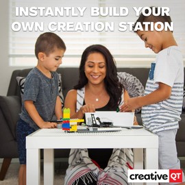 Creative QT MakerBase - Peel-and-Stick Building Blocks Baseplates 10”x10” for All Major Brands of Toy Building Sets, Sturdy Stacking Blocks Table Base, Building Bricks Play Table Top