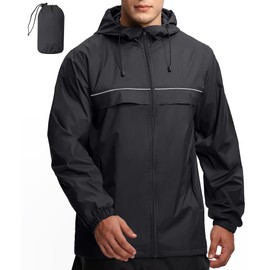 GEEK LIGHTING Mens Waterproof Hooded Rain Jacket Lightweight Raincoat for Outdoor Hiking Running Travel