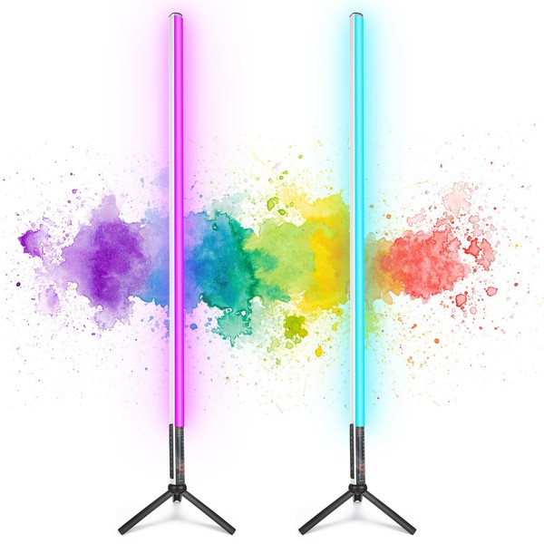 2 Pack 4ft Portable Battery Powered Tube Light 120cm Handheld LED Tube Lights with Tripods, 500 Vivid Effects, for DJ Lighting, Dance Club and Photography， Light Painting， YouTube， Night Bar, Party