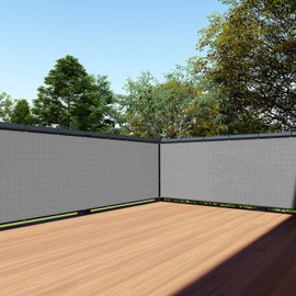 TANG 3' x 12' Gray Balcony Privacy Screen Fence 200GSM Deck Fence Outdoor Privacy Cover Weather Resistant for Patio Apartment Deck Porch Backyard Railing Screen