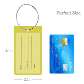 Rimilak 10 Pack PVC Luggage Tags for Suitcase, Travel Cruise Luggage Tag with Metal Loop and Name ID Label for Women Men Baggage Handbag School Bag Backpack, Yellow