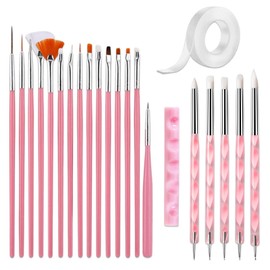 22 Pcs Nail Art Brushes Tool Set Tape Painting Mixed Acrylic Silicone Carving Pen Engraving Dotting Manicure Kit DIY Makeup Supplies