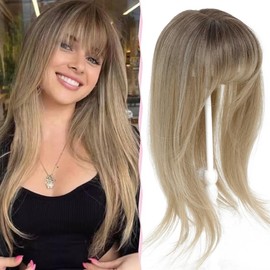 Nexyshe Hair Topper 18 Inch Hair Toppers for ThinningHair 4’’X5’’ Soft Base for hairloss Straight hairpieces for Women Synthetic hairpieces with Bangs