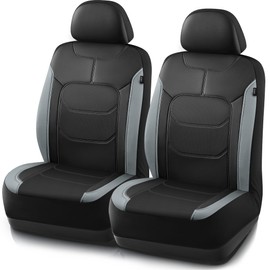 Road Comforts Premium Leather Front Seat Cover – Airbag-Compatible, Universal for Cars, SUVs, Trucks, and Vans -Gray
