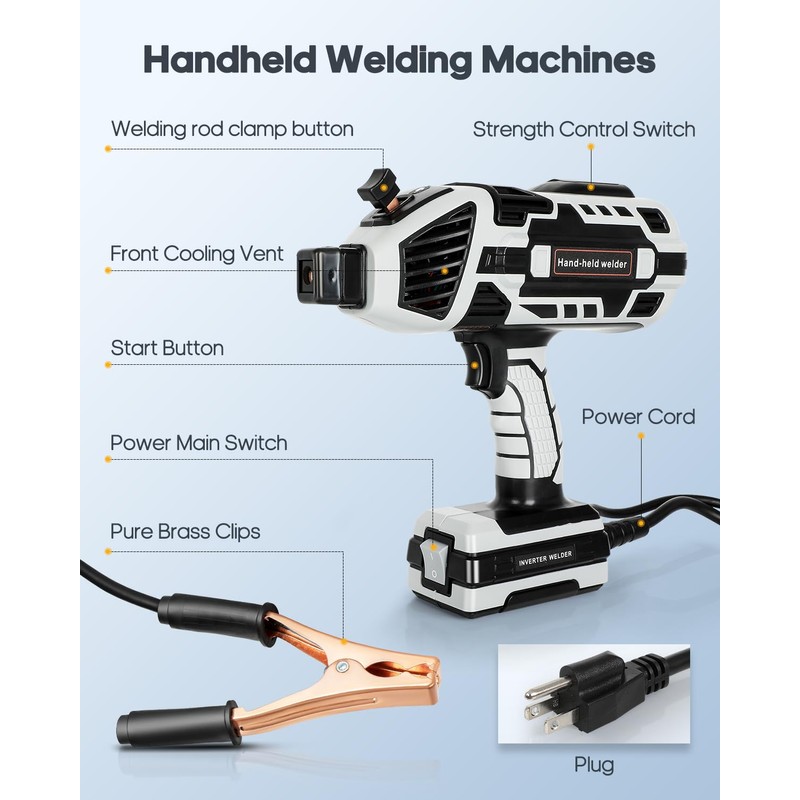 Handheld Welder Machine, 110V Portable Welding Machine with IGBT Inverter