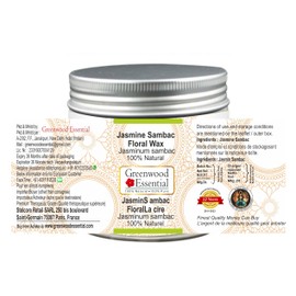 Greenwood Essential Pure Jasmine Sambac Floral Wax (Jasminum sambac) 100% Natural Therapeutic Grade 100gm (3.5 oz)