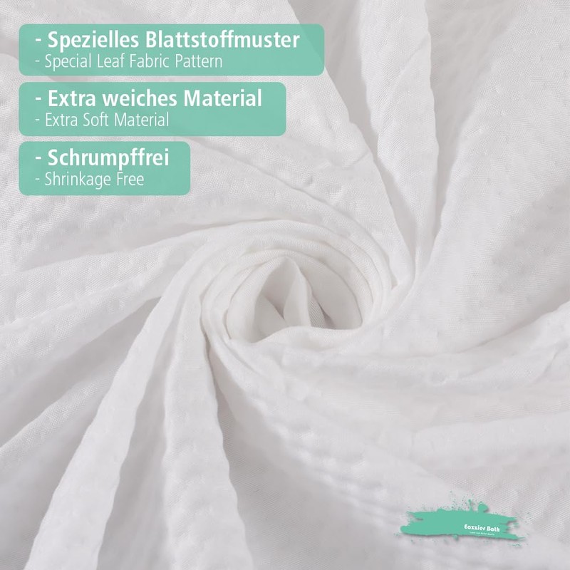 Eazzier Bath White Fabric Shower Curtain or Lining, Waffle Weave