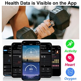 Smart Ring Heart Rate Sleep Tracker Blood Oxygen, Message Call Reminder, Fitness Tracker Step Counter Calories, Women Men Smart Rings for Android iOS Phones, No App Subscription