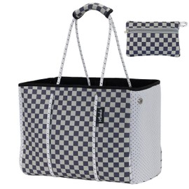 Hibala Neoprene Multipurpose Beach Bag,Gym/Travel/Pool Bag,Tote For Women&Men (LVVPlaid)