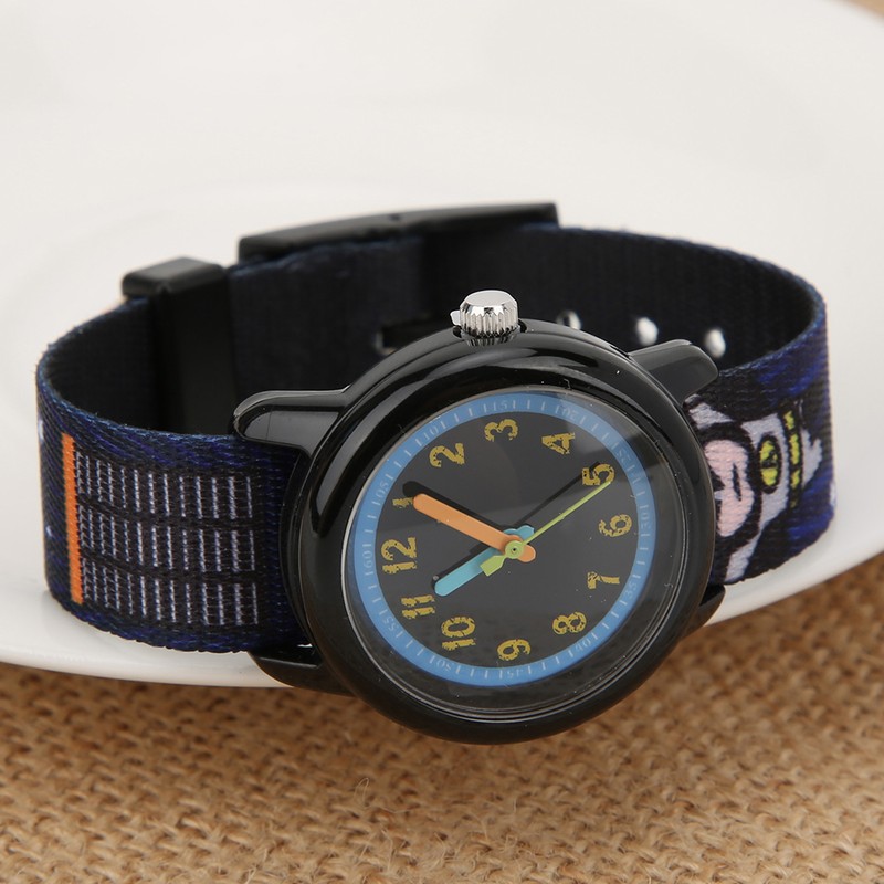 Children Watch Cartoon Pattern Waterproof Ribbon Strap Quartz Children WatchNight