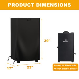 40 Inch Electric Smoker Cover for Masterbuilt Electric Smoker, 600D Heavy Duty Waterproof Square Smoker Cover, Special Fade and UV Resistant Material (23”W x 17”D x 39”H)