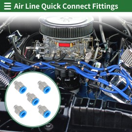 TUCKBOLD Push to Connect Air Fittings 3/8" Male Thread Air Line Quick Connector Plastic Nickel-Plated Copper 1/8" NPT 5 Pcs Blue Silver Tone