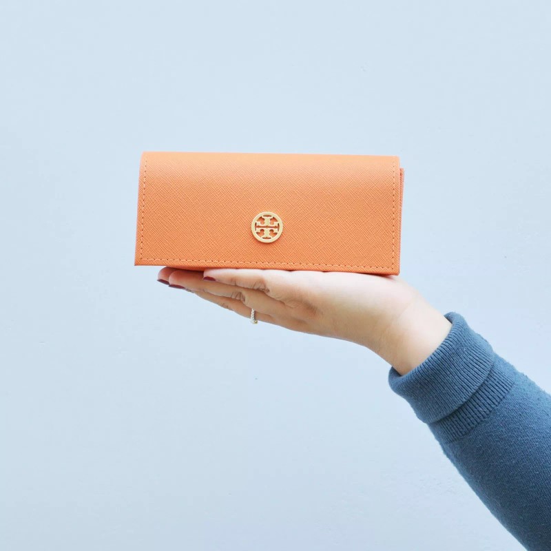 Tory Burch Saffiano Leather Sunglasses Case Blood Orange