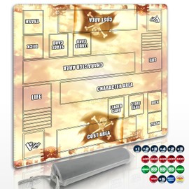 Cylvenor for one Piece TCG playmat - 24x24 inches Rubber Battle mat for 2-Player Card Games with Marked Areas, 20 Acrylic counters and Storage Bag (Skeleton)