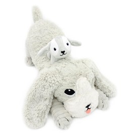 Les Déglingos Les PTIPOTOS by Plush Toy for Maman Bebe - Very Soft - Birth Gift - Toutout Dog Mum & Baby Light Grey - 34 cm