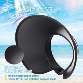 PuTian Sun Visor Hats for Women Wide Brim Ponytail Straw Summer Hat Adjustable Foldable Beach Cap Top Open UPF50+ UV Protection, Light Beige