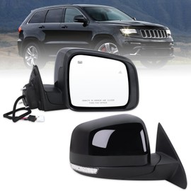 Lqito Right Passenger Side Mirror Fits 2014-2021 Jeep Grand Cherokee 2022 Grand Cherokee WK With Manual Folding Heated Turn Signal Mirror Memory Blind Spot Black Replace#68236932AB(13Pins)