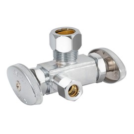 Eastman 04352LF Dual Outlet/Dual Handle Stop Valve Chrome, 5/8 inch Comp x 3/8 inch Comp