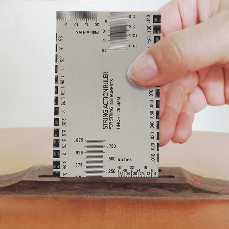 Guitar String Gauge, Stainless Steel Guitar String Action Ruler Double