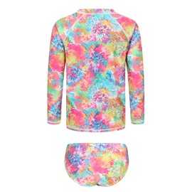 Girls Two Piece Rash Guard Swimsuits Set Long Sleeve Bathing Suit with UPF 50+ Sun Protection Kids Sunsuits Swimwear Set Colorful Blossom Size 8/7-8 Years