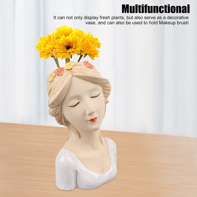 Modern Ceramic Face Vases Decorative Modern Style Shy Girl Flower
