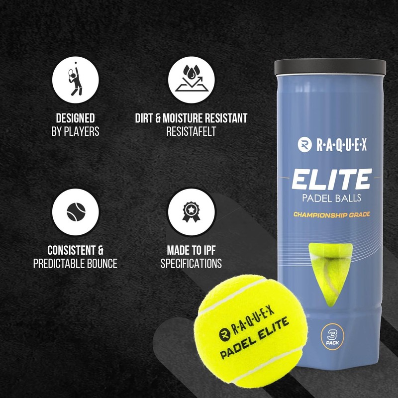 Raquex Elite Padel Balls – 6 Ball Twin Pack. Two