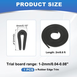 PATIKIL 1/16" Rubber Edge Trim, 6.6 ft Edge Protector U Channel Edge Trim for Sharp Edge, Sheet Metal, Car Doors, Hatches, Table Corners, Black