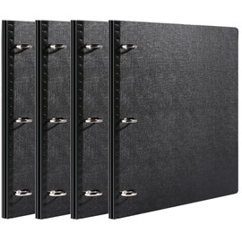 WOT I Telescoping 3 Ring Binder 4PCS, Flexible Binder with Expandable Spine, 0.75 Inch Binder for School Office Home Use, Holds 160 Sheets, Black