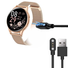 Blueshaweu Charging Cable Compatible with Sanorum Smartwatch Women's 1.27 Inch G57, Cable Charger Charging Station Compatible with Sanorum G57 Smartwatch (Black + Black)
