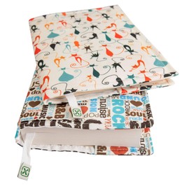 Book Cover - Hard Books Cover for Paperback, Washable Fabric, Book Protector- Padded, Tablet Pc Case Cover for Adult (Stamp, M)