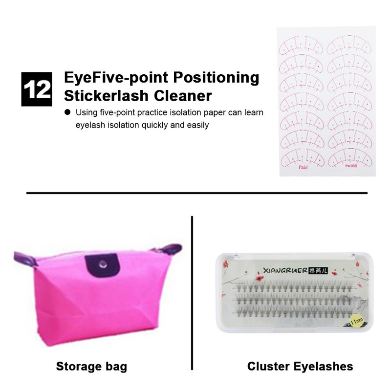 19PCS False Eyelash Extension Practice Tool Kit Eyelashes Make Up