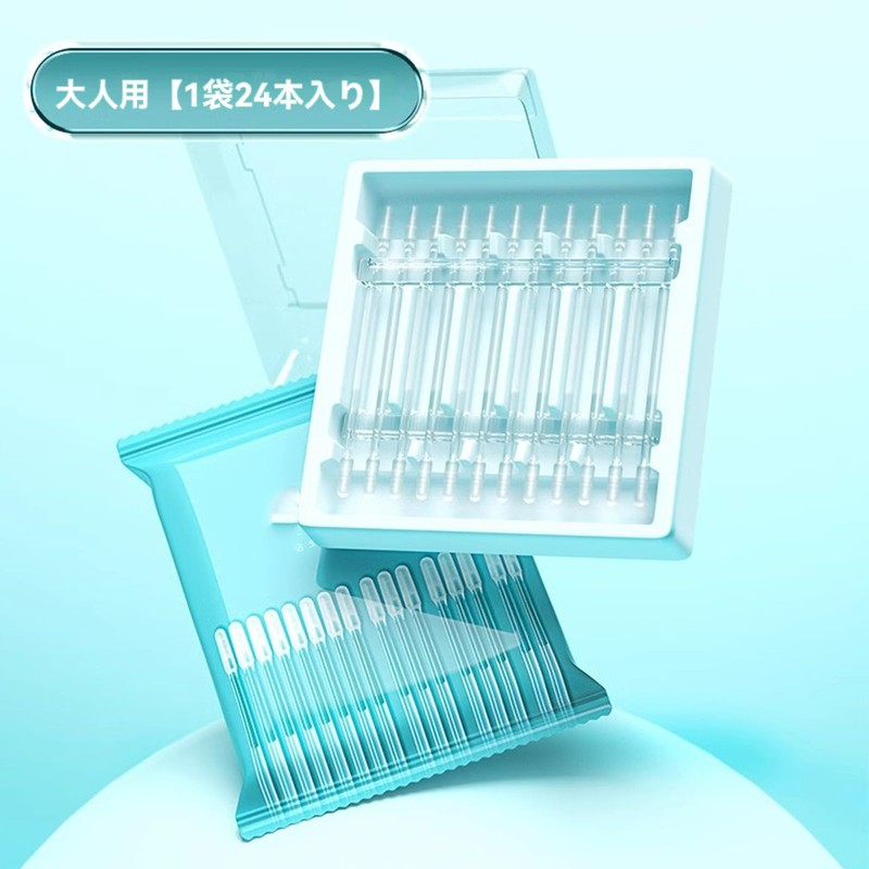 【もっちりネバネバ新感覚】極細粘着綿棒 耳掃除 耳垢取り 耳に優しい乾燥耳専用 もちねば耳かき 48 本入（成人 24 本＋子供 24