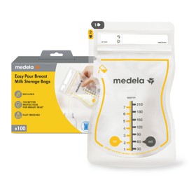 Medela Medela Easy Pour Breastmilk Storage Bags 100 Count 7oz/210ml Disposable, Leakproof, Fast Freeze, Breast Milk Protection Recyclable & BPA Free