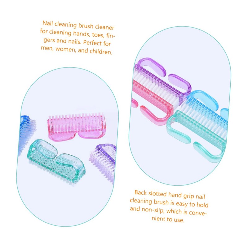 BIUDECO 4Pcs Fingernail Cleaning Brush with Handle Grip Home Nail