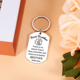 Best Brother Keychain - Funny Brother Gifts for Men Brother Birthday Christmas Gifts from Sisters Xmas Stocking Stuffers for Teen Brother Little Brother, Wedding Gifts for Adult Brother Big Brother