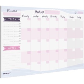PACKLIST Maandelijkse Planner, Organiser A4 - Eeuwige Agenda Calendar - Planner with 25 Maandelijkse Pagina's