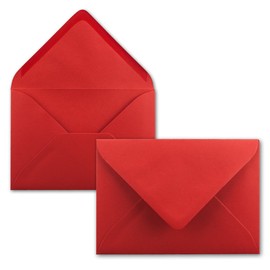 FarbenFroh Envelope with Pointed Flap, DIN C7, Wet Seal, Small Blank Envelopes, Mini Envelopes, Ideal for Christening, Birth, Christmas and Gift Cards 50 Pieces 29 - Red